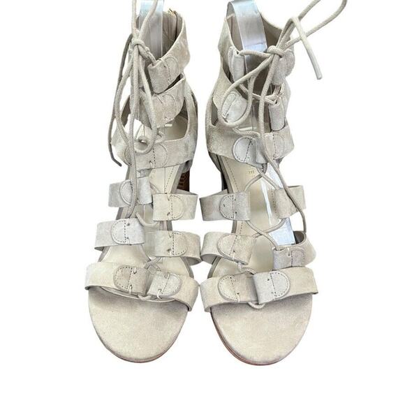 Marc Fisher Paradox Leather Suede Gladiator High Heels Sandals Shoes Gray 7.5 W - Picture 6 of 16